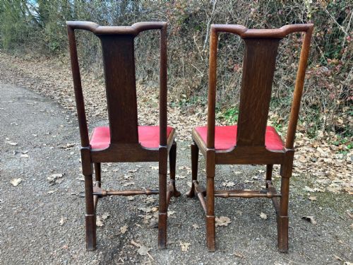 PAIR OF ARTS AND CRAFTS OAK STANDARD SIDE CHAIRS - ADDITIONAL PHOTO 2