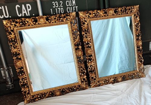 a pair of 19c carved gilt wood italian florentine mirrors - CATEGORY: ANTIQUE MIRRORS - DATED 19TH CENTURY