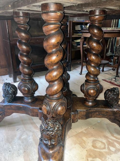 IMPRESSIVE 19C CARVED OAK CENTRE LIBRARY TABLE - ADDITIONAL PHOTO 1