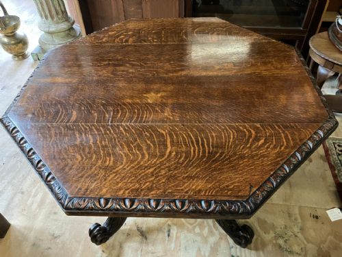 IMPRESSIVE 19C CARVED OAK CENTRE LIBRARY TABLE - ADDITIONAL PHOTO 5