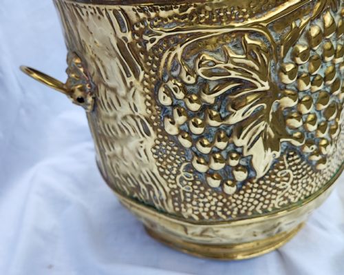 VICTORIAN BRASS EMBOSSED JARDINIERE - ADDITIONAL PHOTO 2