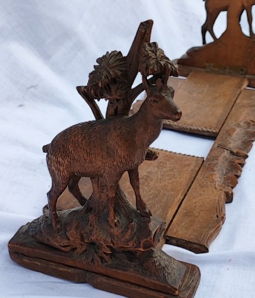 ANTIQUE LINDEN WOOD BLACKFOREST EXTENDING BOOK RACK - ADDITIONAL PHOTO 2