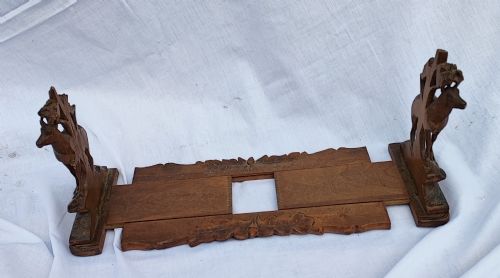ANTIQUE LINDEN WOOD BLACKFOREST EXTENDING BOOK RACK - ADDITIONAL PHOTO 3