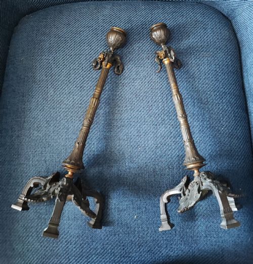 A PAIR OF 19C BRONZE AND GILT CANDLE STICKS - ADDITIONAL PHOTO 4