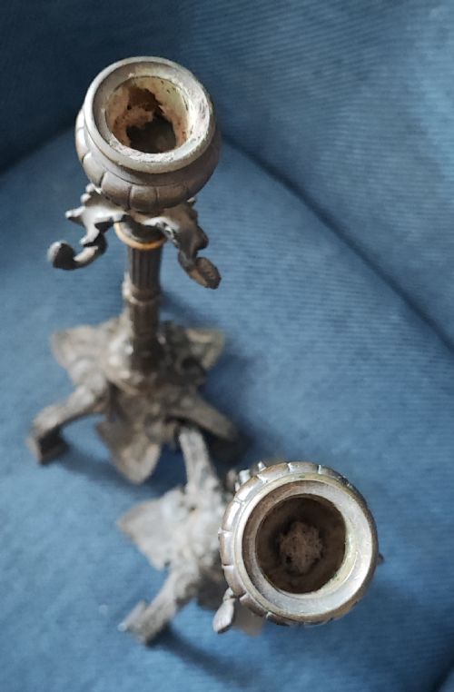 A PAIR OF 19C BRONZE AND GILT CANDLE STICKS - ADDITIONAL PHOTO 5