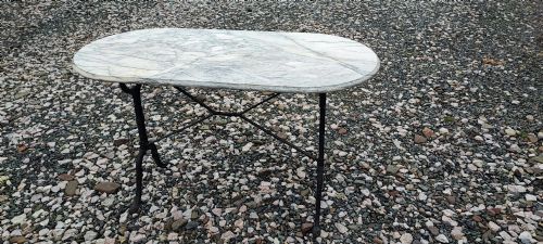 19C CAST IRON AND MARBLE GARDEN OR CONSERVATORY TABLE - ADDITIONAL PHOTO 3
