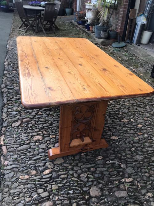 19C GOTHIC PINE KITCHEN TABLE - ADDITIONAL PHOTO 3