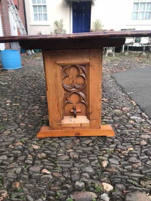 19C GOTHIC PINE KITCHEN TABLE - ADDITIONAL PHOTO 5
