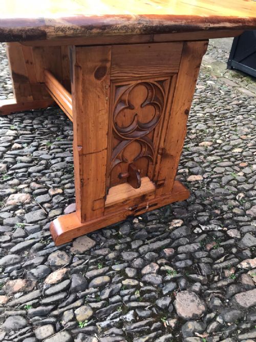 19C GOTHIC PINE KITCHEN TABLE - ADDITIONAL PHOTO 6
