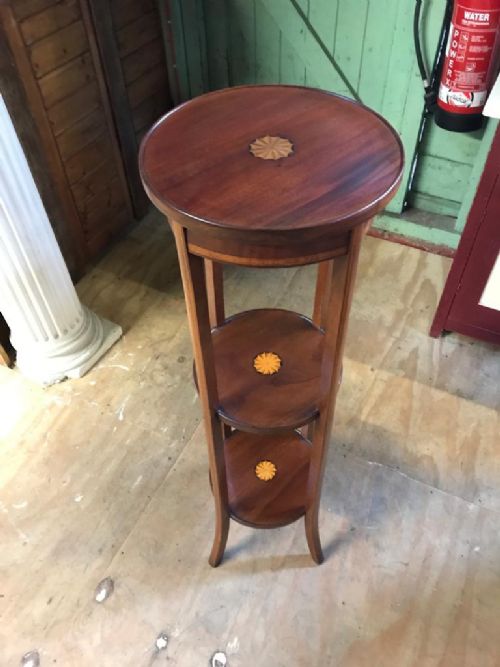 Tall Edwardian Inlaid Plant Stand.