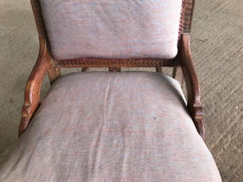 ART'S AND CRAFTS LIMED OAK NURSING CHAIR ON ROCKERS - ADDITIONAL PHOTO 4