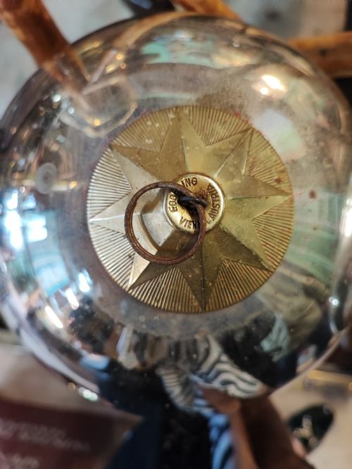 2 X LARGE ANTIQUE SILVER COLOUR WITCHES BALLS - ADDITIONAL PHOTO 1