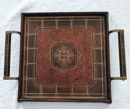 a fine art nouveau brass inlaid tray by erhard sohne germany - CATEGORY: ANTIQUE MISCELLANEOUS - DATED 1910