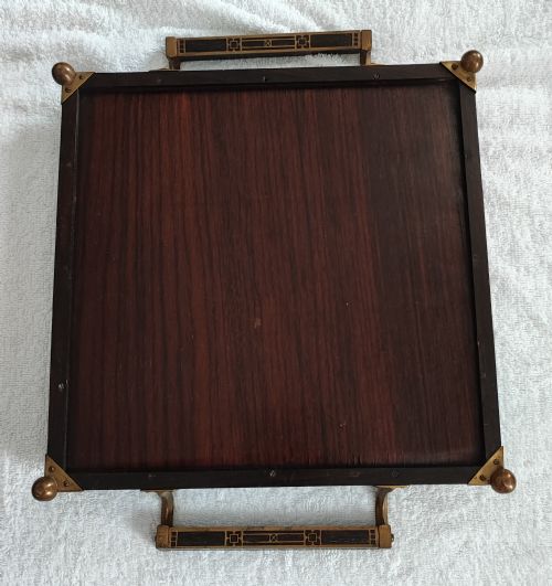 A FINE ART NOUVEAU BRASS INLAID TRAY BY ERHARD SOHNE GERMANY - ADDITIONAL PHOTO 3