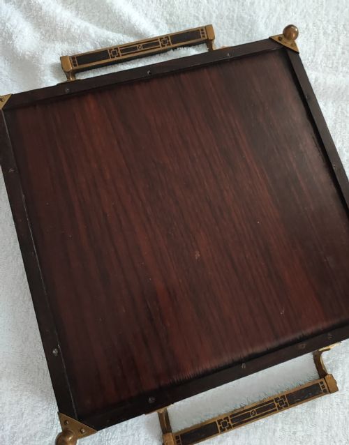 A FINE ART NOUVEAU BRASS INLAID TRAY BY ERHARD SOHNE GERMANY - ADDITIONAL PHOTO 9