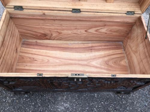GOOD ANTIQUE CARVED CAMPHOR WOOD CHINESE TRUNK - ADDITIONAL PHOTO 5