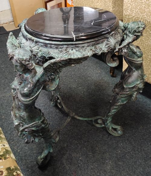 FINE VERDIGRIS BRONZE AND MARBLE SIDE CENTRE TABLE - ADDITIONAL PHOTO 4