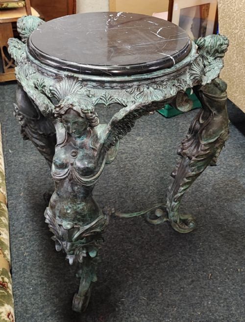 FINE VERDIGRIS BRONZE AND MARBLE SIDE CENTRE TABLE - ADDITIONAL PHOTO 9
