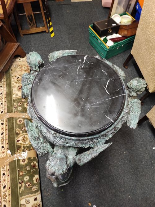 FINE VERDIGRIS BRONZE AND MARBLE SIDE CENTRE TABLE - ADDITIONAL PHOTO 10