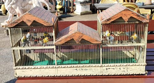 an antique folk art pavilion bird cage - CATEGORY: ANTIQUE MISCELLANEOUS - DATED 1920