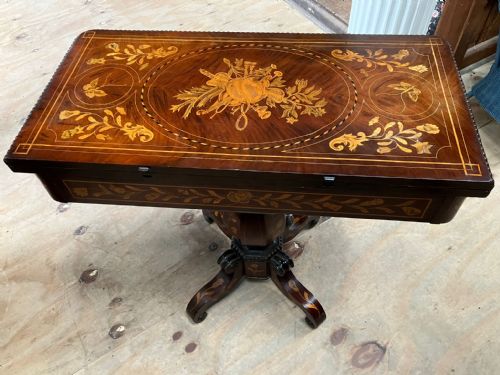william iv mahogany and marquetry card or side table dutch - CATEGORY: ANTIQUE TABLES - DATED 19TH CENTURY
