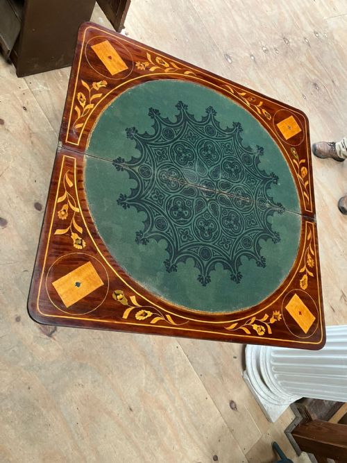 WILLIAM IV MAHOGANY AND MARQUETRY CARD OR SIDE TABLE DUTCH - ADDITIONAL PHOTO 5