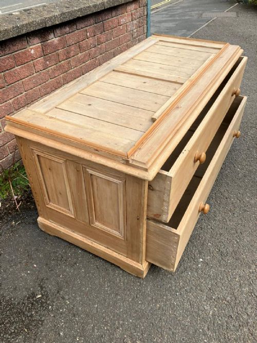 19C LARGE PINE 2 DOOR WARDROBE OR PANTRYKITCHEN CUPBOARD - ADDITIONAL PHOTO 7