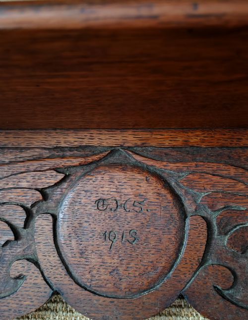 ANTIQUE CARVED OAK HANGING WALL SHELVES - ADDITIONAL PHOTO 2