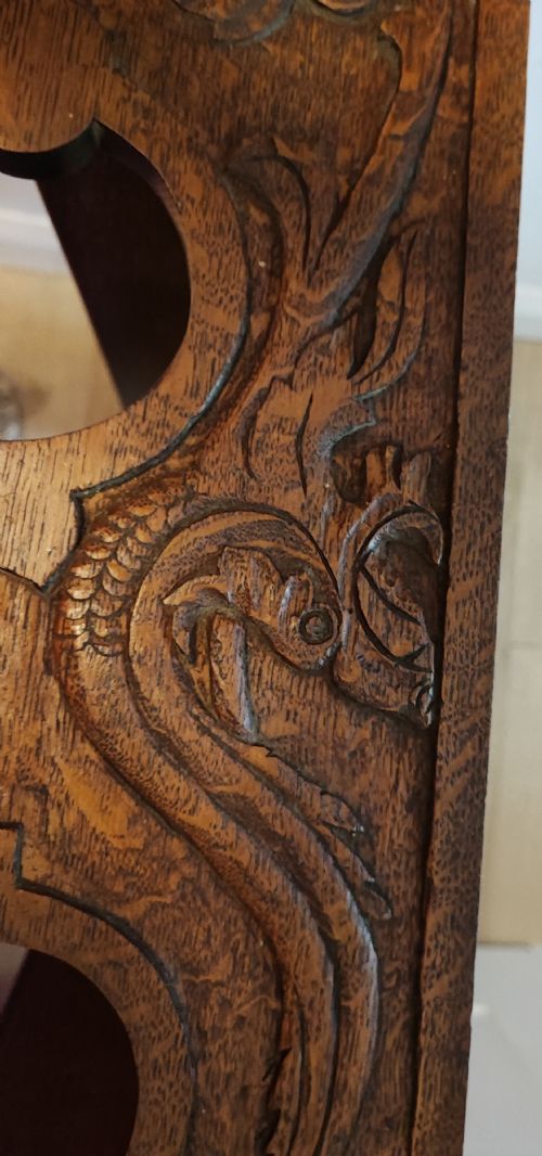 ANTIQUE CARVED OAK HANGING WALL SHELVES - ADDITIONAL PHOTO 7
