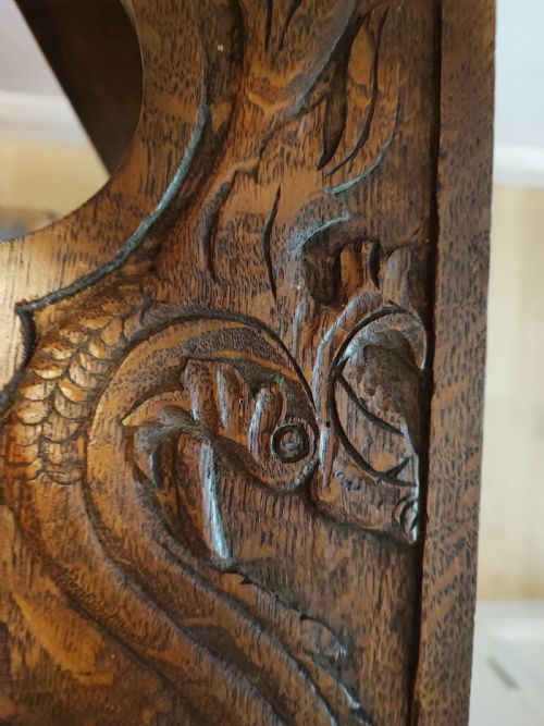 ANTIQUE CARVED OAK HANGING WALL SHELVES - ADDITIONAL PHOTO 8