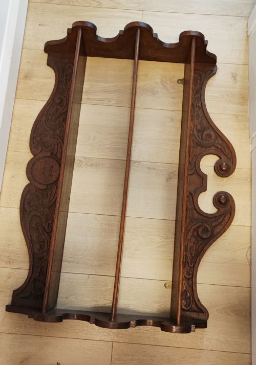 ANTIQUE CARVED OAK HANGING WALL SHELVES - ADDITIONAL PHOTO 9