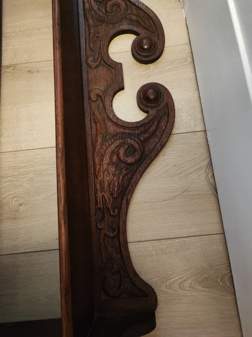 ANTIQUE CARVED OAK HANGING WALL SHELVES - ADDITIONAL PHOTO 10
