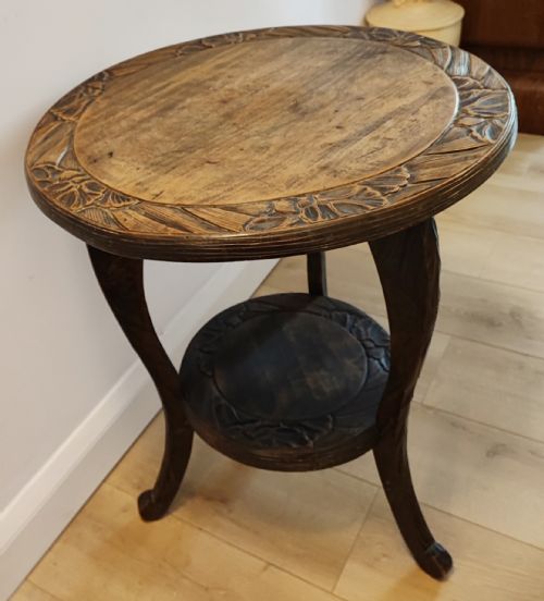 liberty co large art's and crafts japanese carved occasional table - CATEGORY: ANTIQUE TABLES - DATED 1900
