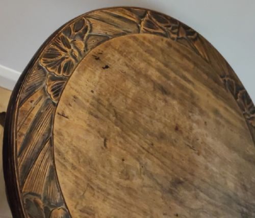 LIBERTY CO LARGE ART'S AND CRAFTS JAPANESE CARVED OCCASIONAL TABLE - ADDITIONAL PHOTO 1