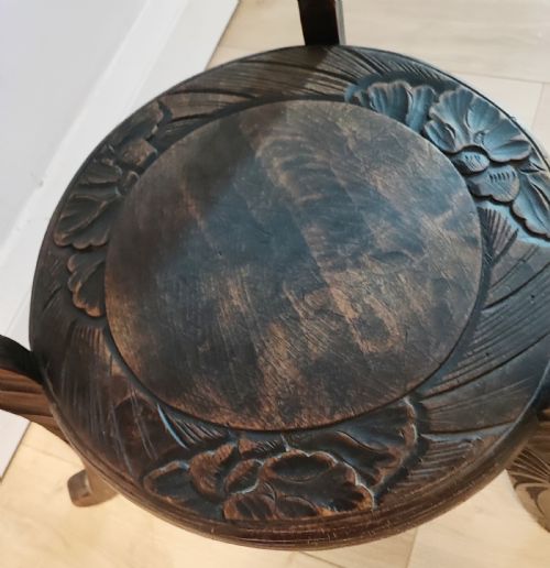 LIBERTY CO LARGE ART'S AND CRAFTS JAPANESE CARVED OCCASIONAL TABLE - ADDITIONAL PHOTO 2