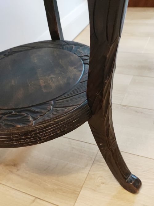 LIBERTY CO LARGE ART'S AND CRAFTS JAPANESE CARVED OCCASIONAL TABLE - ADDITIONAL PHOTO 4