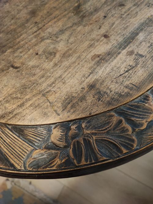 LIBERTY CO LARGE ART'S AND CRAFTS JAPANESE CARVED OCCASIONAL TABLE - ADDITIONAL PHOTO 5