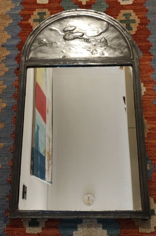 antique art's and crafts pewter framed mirror by rowley church street london kensington - CATEGORY: ANTIQUE MIRRORS - DATED 1920