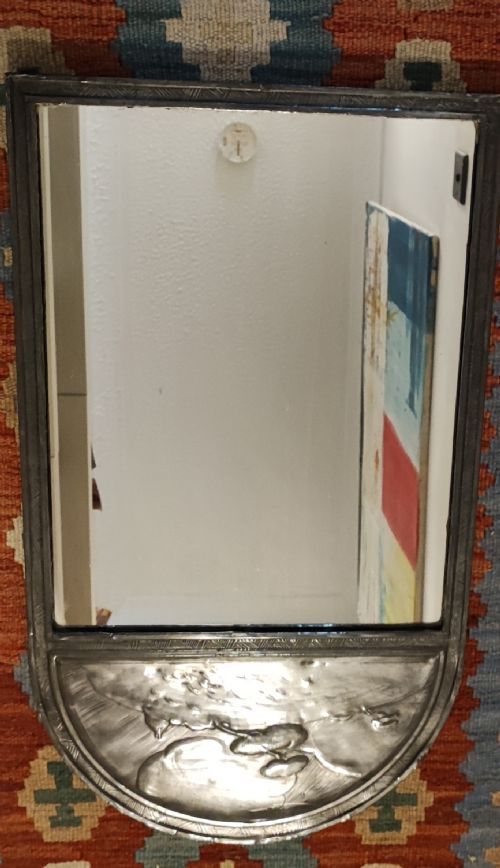 ANTIQUE ART'S AND CRAFTS PEWTER FRAMED MIRROR BY ROWLEY CHURCH STREET LONDON KENSINGTON - ADDITIONAL PHOTO 6