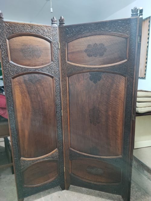 FINE ANGLO INDIAN 3 FOLD CARVED HARDWOOD SCREEN - ADDITIONAL PHOTO 11