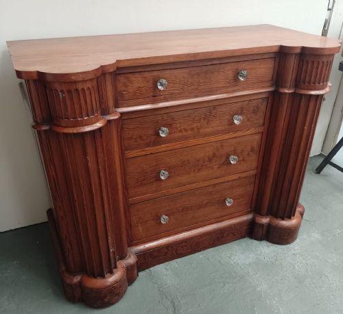 19c architectural pine side cabinet - CATEGORY: ANTIQUE CHEST OF DRAWERS - DATED 19TH CENTURY