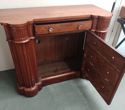 19C ARCHITECTURAL PINE SIDE CABINET - ADDITIONAL PHOTO 1