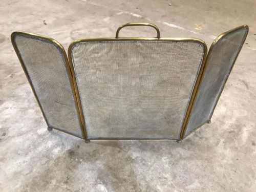 antique brass folding fire screen - CATEGORY: ANTIQUE FIREPLACES - DATED VICTORIAN