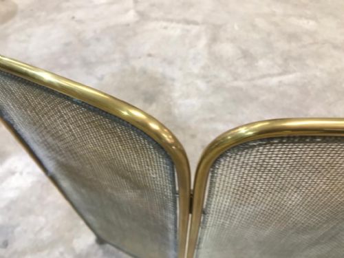 ANTIQUE BRASS FOLDING FIRE SCREEN - ADDITIONAL PHOTO 4