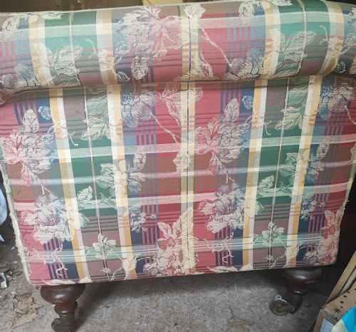 19C COUNTRY HOUSE TARTAN BROCADE DAY BED - ADDITIONAL PHOTO 2