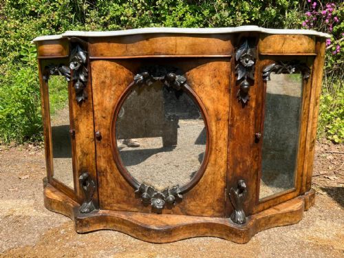 VICTORIAN WALNUT MARBLE TOP CREDENZA CHIFFONIER - ADDITIONAL PHOTO 1