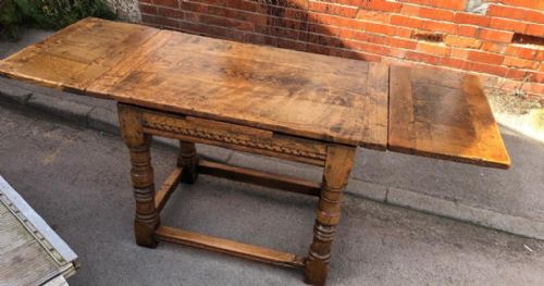 ANTIQUE OAK DRAW LEAF DINING TABLE - ADDITIONAL PHOTO 3