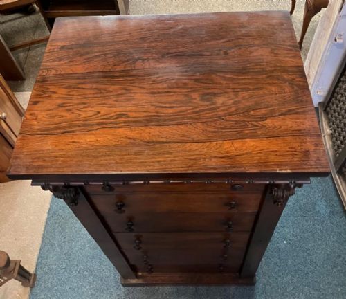 A HANDSOME 19C ROSEWOOD WELLINGTON CHEST - ADDITIONAL PHOTO 2
