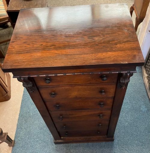A HANDSOME 19C ROSEWOOD WELLINGTON CHEST - ADDITIONAL PHOTO 5