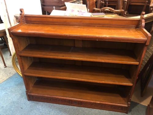 quality 19c asthetic movement walnut open bookcase - CATEGORY: ANTIQUE BOOKCASES - DATED 19TH CENTURY